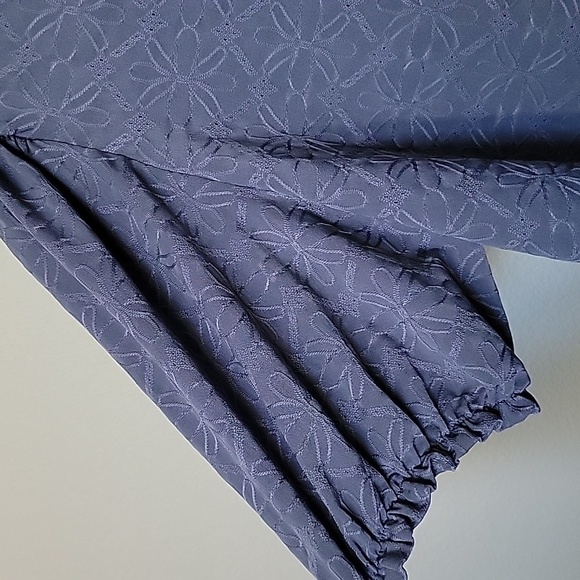 Lauren Conrad XXL Textures Blue Bubble Sleeve Blouse Top - Picture 3 of 5